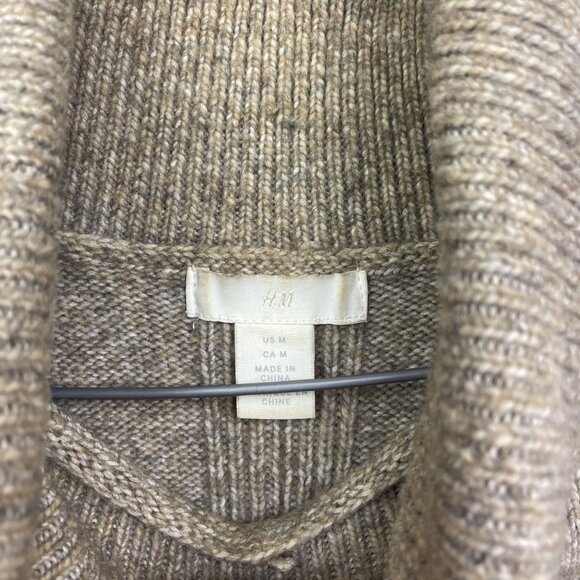 H&M Chunky Cozy Sweater Womens Sz M Mock Neck Wool Blend Brown / Beige - Picture 8 of 16